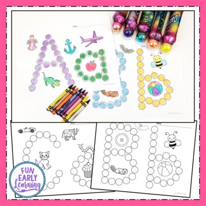 Fun Alphabet Activities for preschool and kindergarten! Dot and Color Letters and Sounds is a free printable for learning letter recognition and letter sounds. #freeprintable #alphabetactivities #funearlylearning