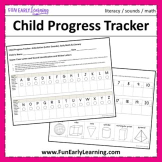 Child Progress Tracker Free Printable. Great way to track your child's literacy and math progress throughout the year in preschool and kindergarten. #kindergartenprep #progresstracker #freeprintable