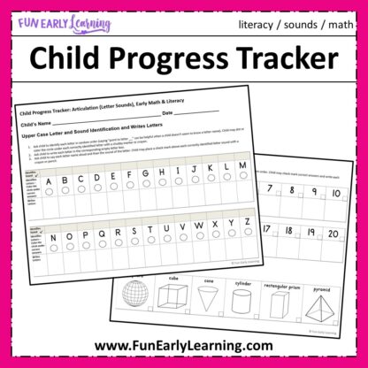 Child Progress Tracker Free Printable. Great way to track your child's literacy and math progress throughout the year in preschool and kindergarten. #kindergartenprep #progresstracker #freeprintable