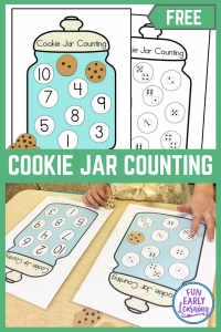 Cookie Jar Counting Free Printable! Fun numbers activities for preschool, kindergarten and first grade. Perfect for learning and counting numbers 1-20. #mathcenter #numbersactivities #funearlylearning