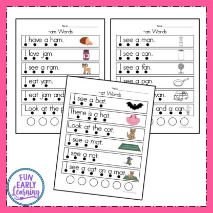 Beginning Reading CVC Short A Sentences Activity. Fun free printable phonics activity that is great for preschool, kindergarten, RTI and early childhood! #phonics #beginningreading #freeprintable