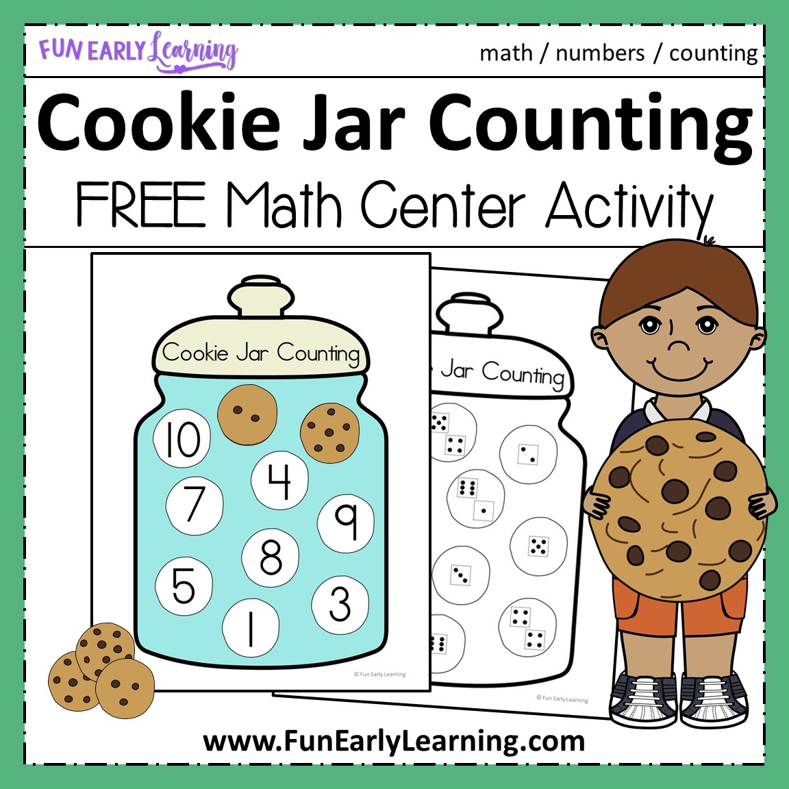 Fun Cookie Jar Counting Activity for Preschool and Kindergarten.