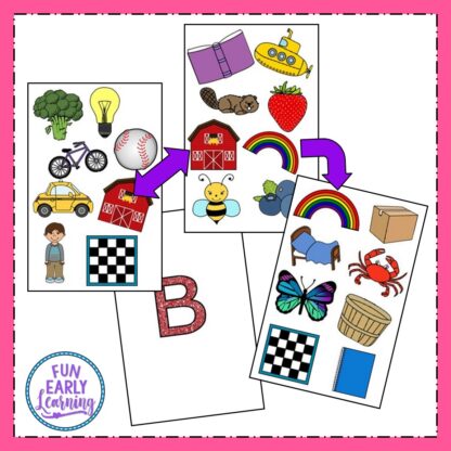 Free Matching Mission B Sounds game for speech therapy and articulation. Great for preschool, prek, and kindergarten. #phonicactivities #speechtherapy #freeprintable #funearlylearning