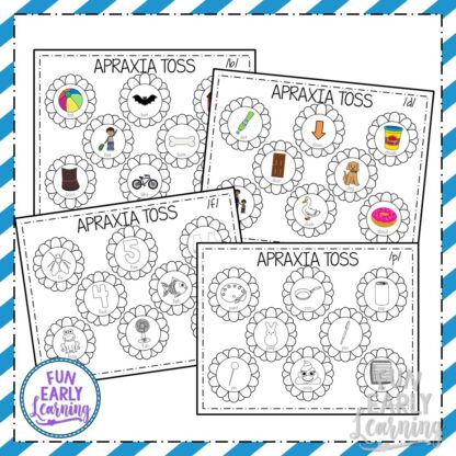 Apraxia Speech Toss Speech Therapy Activity. Fun activity for speech, articulation, language, and beginning sounds. Great for preschool, kindergarten, and early childhood. #articulation #speechtherapy #apraxiaactivity