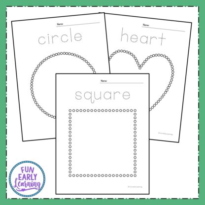 Dab-a-Dot Shapes Free Printables! Fun hands-on shapes activities for preschool, kindergarten, and first grade. Uses fine motor skills and art to form the shapes. #shapesactivity #mathcenter #funearlylearning