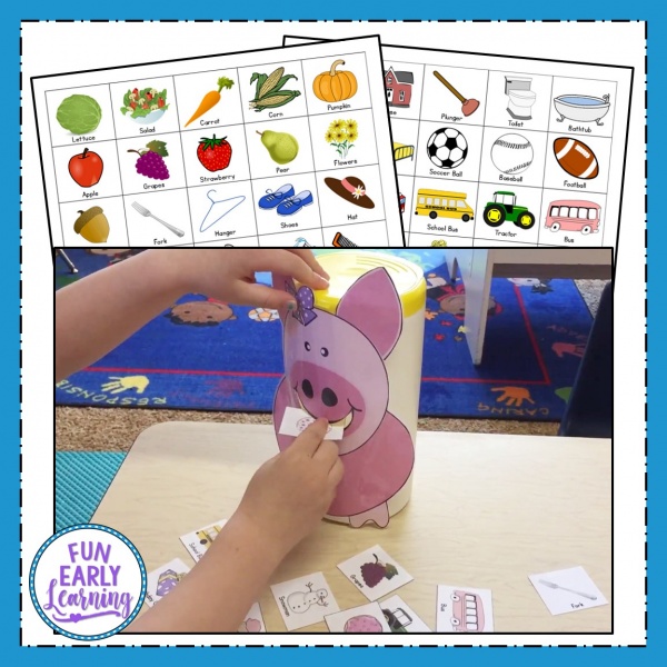 Feed Penny Pig Articulation Game for Speech and Language Development. Fun and silly free printable that is great for speech therapy for preschool, kindergarten and early childhood. #articulation #speechtherapy #freeprintable