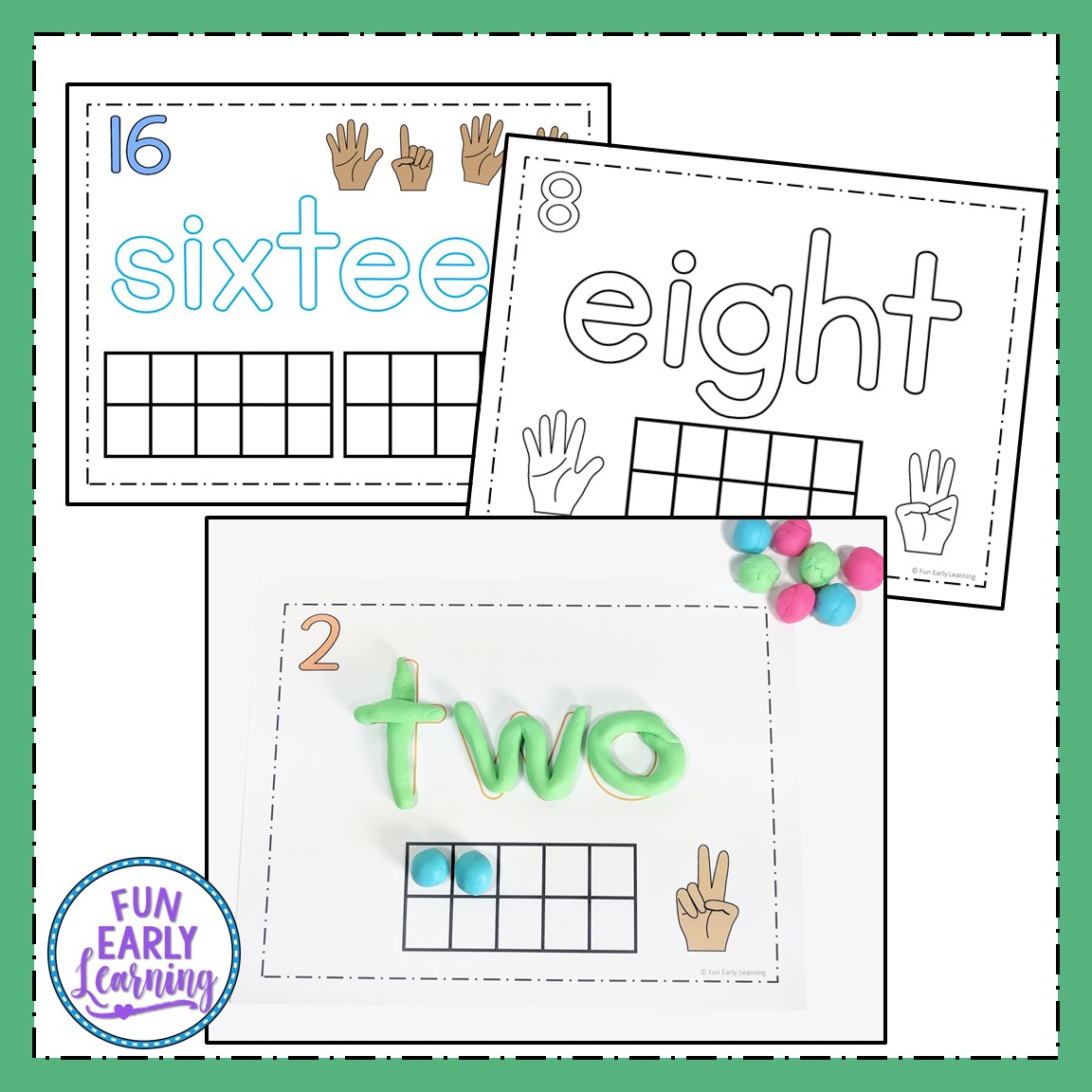 Play Dough Number Mats for Numbers 1-20 Early Math Activity