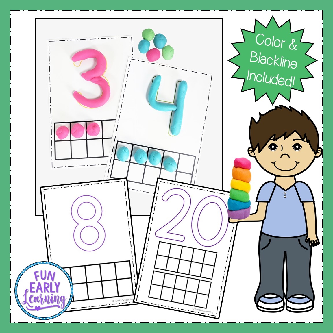 Play Dough Number Mats for Numbers 120 Early Math Activity