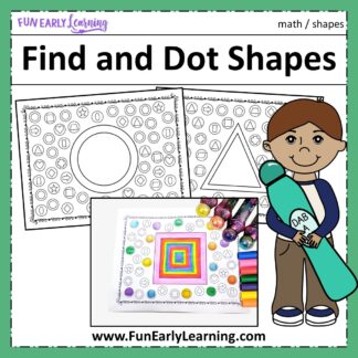 Find and Dot Matching Shapes Free Printable Math Activity! Great for learning shape identification and matching in preschool, kindergarten, RTI, and early childhood!