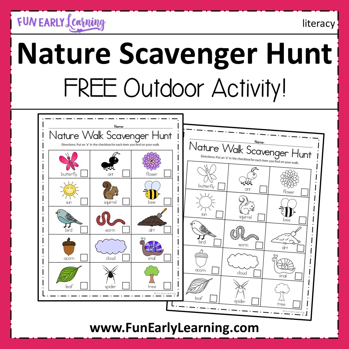 Nature Walk Scavenger Hunt Activity Spring And Summer Activity