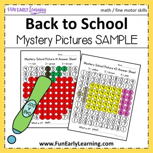 Back to school Mystery Pictures! Fun free printables for preschoolers and kindergarten! Great for teachers in the classroom or at home on the first day of school and beyond. #backtoschool #freeprintable #funearlylearning