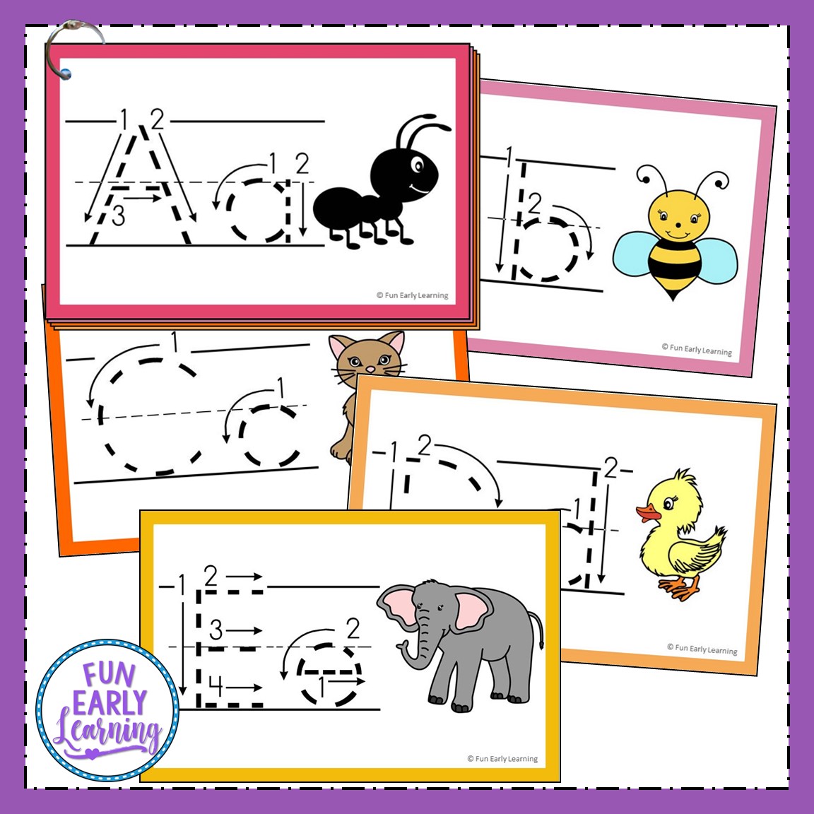 Teach Letters and Writing with our Free Alphabet Animal Tracing Cards