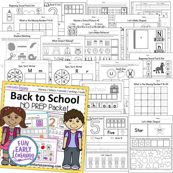 Fun Back to School Activities for Preschoolers and Kindergarten! Great first day activities for learning fine motor, literacy and math in the classroom or at home! #backtoschool #literacycenter #mathcenter #funearlylearning