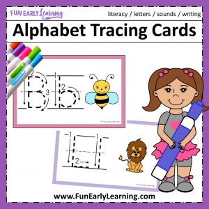 Alphabet Animal Tracing Cards are the perfect writing practice for uppercase and lowercase letters! This fun free letter printable is great for toddlers, preschool, kindergarten, and early childhood! #letterwriting #alphabetactivity #literacycenter #freeprintable