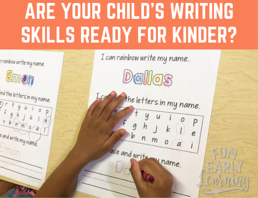 2 ways to know if your child's writing skills are ready for kindergarten. Is your child ready? #writing #writingskills #writingcenter #preschoolwriting #prekwriting #kindergartenreadiness #kindergartenprep #earlychildhood