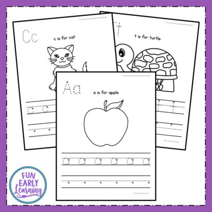Lowercase Letter Worksheets with Guided Lessons for preschool, kindergarten, and early education. Great guided lessons / lesson plans for teaching letter identification, phonics, and letter writing. #guidedlessons #literacycenter #phonics #alphabet