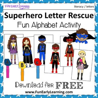 Superhero Letter Rescue Free Printable! Fun alphabet activity for preschool and kindergarten. #alphabetactivity #freeprintable #funearlylearning