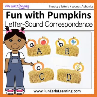 Fun fall alphabet and phonics activities for preschool and kindergarten! Fun with Pumpkins is a great way to learn letter correspondence. #fallactivities #funearlylearning