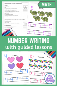 Numbers 1-20 Worksheets with Guided Lessons for preschool, kindergarten, and early education. Great for learning number recognition and identification, number formation and writing.