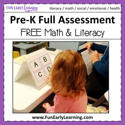 Fun Early Learning FREE Full Assessment for PreK and Preschool.. Is your child ready for kindergarten? Use our assessment, flash cards, and score card to determine if your child is ready! #preschoolassessment #kindergartenprep #freeprintable