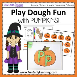 Play Dough Fun with Pumpkins Math & Literacy Activities! 7 different activities for learning letter identification, letter formation, number identification, counting, quantifying, and more! Fun hands-on activities that are perfect for toddlers, preschool, kindergarten, RTI, and early childhood! fall #Halloween #Thanksgiving #literacycenter #mathcenter
