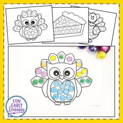 Fun Thanksgiving Activity for Kids! Bingo Dauber Coloring Pages is an easy craft printble for preschool and kindergarten. #freeprintable #thanksgivingcraft #funearlylearning