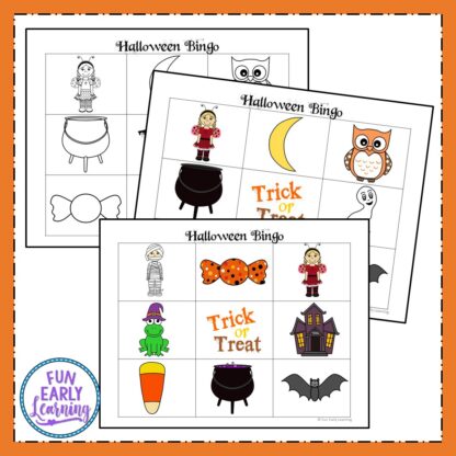 Halloween Bingo Game free printable for kids! Fun for a party in the classroom or at home. #halloweenbingo #freeprintable #funearlylearning