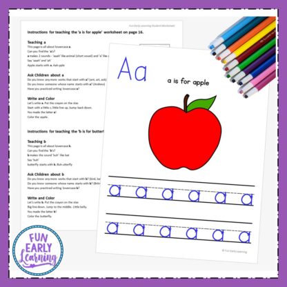 Lowercase Letters Worksheets with Guided Lessons Fun no prep printable for kindergarten and preschool. Great for teaching handwriting, letters, and beginning sounds.