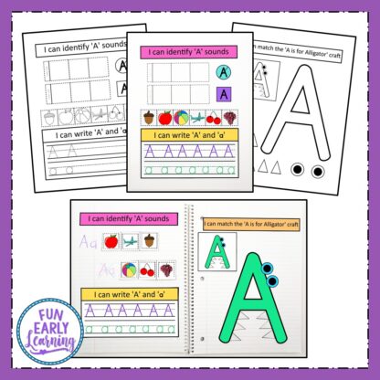 Fun Interactive Notebook for Letters & Sounds! Great hands-on activities and printable for preschool and kindergarten learning letters, phonics and writing. #interactivenotebook #literacycenter #funearlylearning