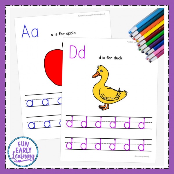 Lowercase Letters Worksheets with Guided Lessons Fun no prep printable for kindergarten and preschool. Great for teaching handwriting, letters, and beginning sounds.