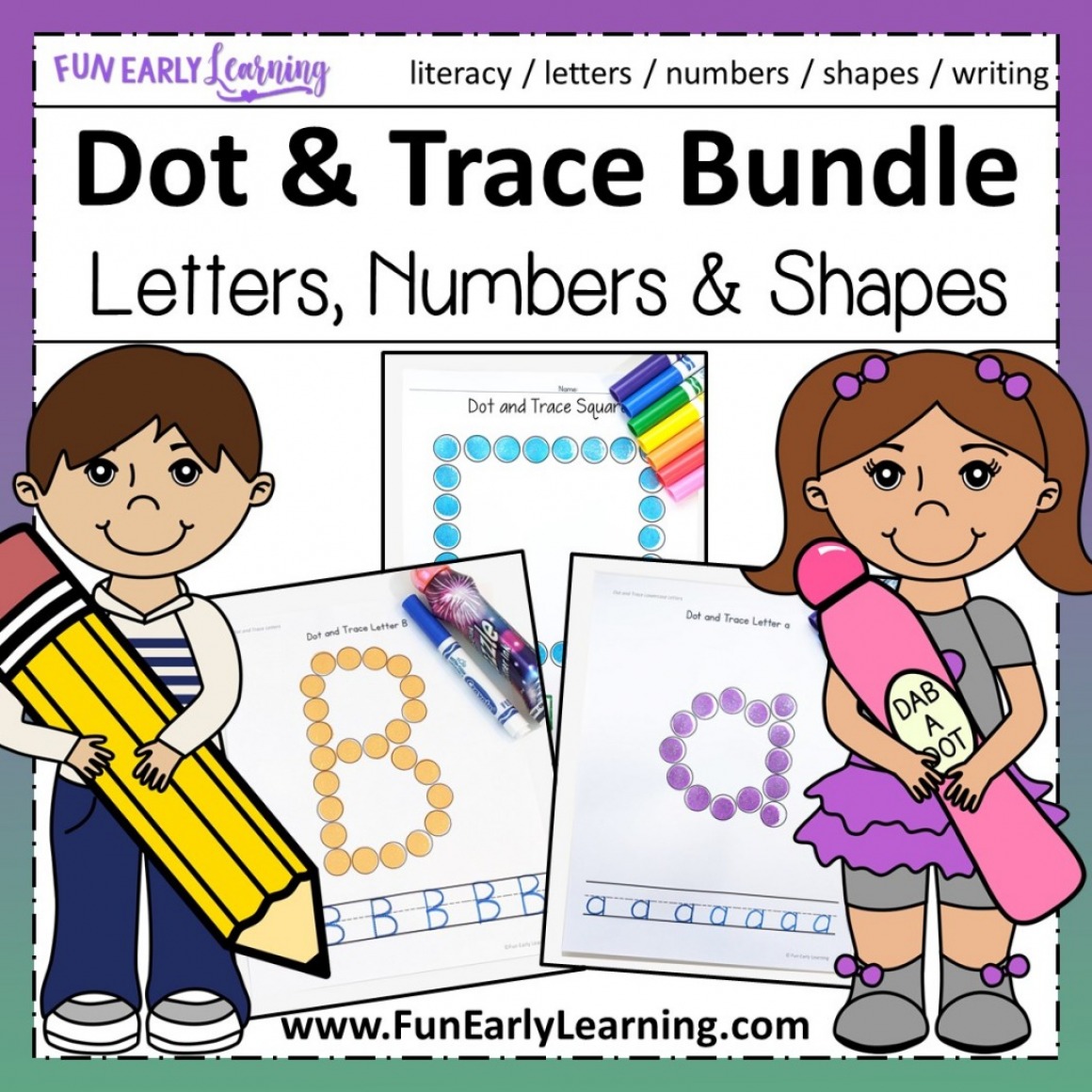 Dot and Trace Bundle for Letters, Numbers, and Shapes