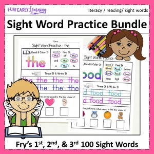 Sight Words Kindergarten and Preschool Printables! Fun Sight Word Practice Activities and Worksheets for at home and in school. Great for teaching Fry's List.