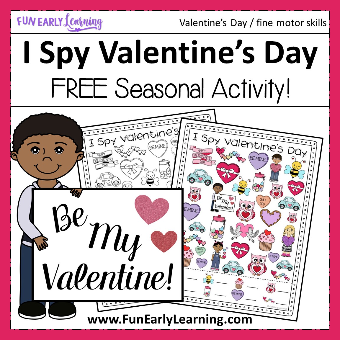 I Spy Valentine's Day Free Printable for Matching and Counting