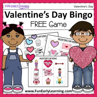 Valentine's Day Bingo Free Printable! Fun Valentine's Day activity / game for preschool, kindergarten and early childhood! #valentinesday #freeprintable #funearlylearning