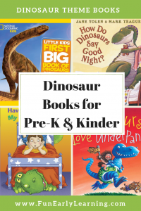 Our Favorite Dinosaur Books for Preschool and Kindergarten. Learn about dinosaurs with these fun and educational stories. Great addition to a dinosaur theme! #dinosaurs #readinglist #funearlylearning