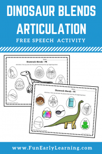 Dinosaur R Blends Articulation Speech Activity. Fun articulation activity for working on beginning blends in preschool and kindergarten. #freeprintable #articulation #funearlylearning