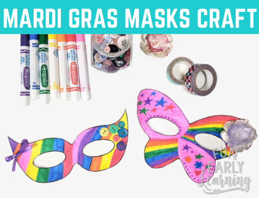 Mardis Gras Kid's Mask! Fun and easy kid's craft with free mask template. Just print and create! #mardisgras #kidscraft #funearlylearning