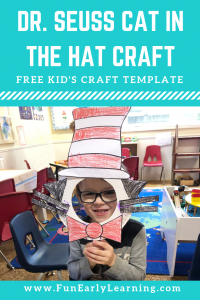 Dr. Seuss Cat in the Hat Paper Plate Kid's Craft! Fun and easy kid's craft with free template. Just print and create!  #drseuss#kidscraft #funearlylearning