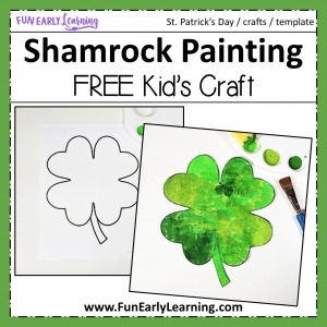 Shamrock Painting kid's craft with free printable! Fun and easy kid's art project for St. Patrick's Day with free template.