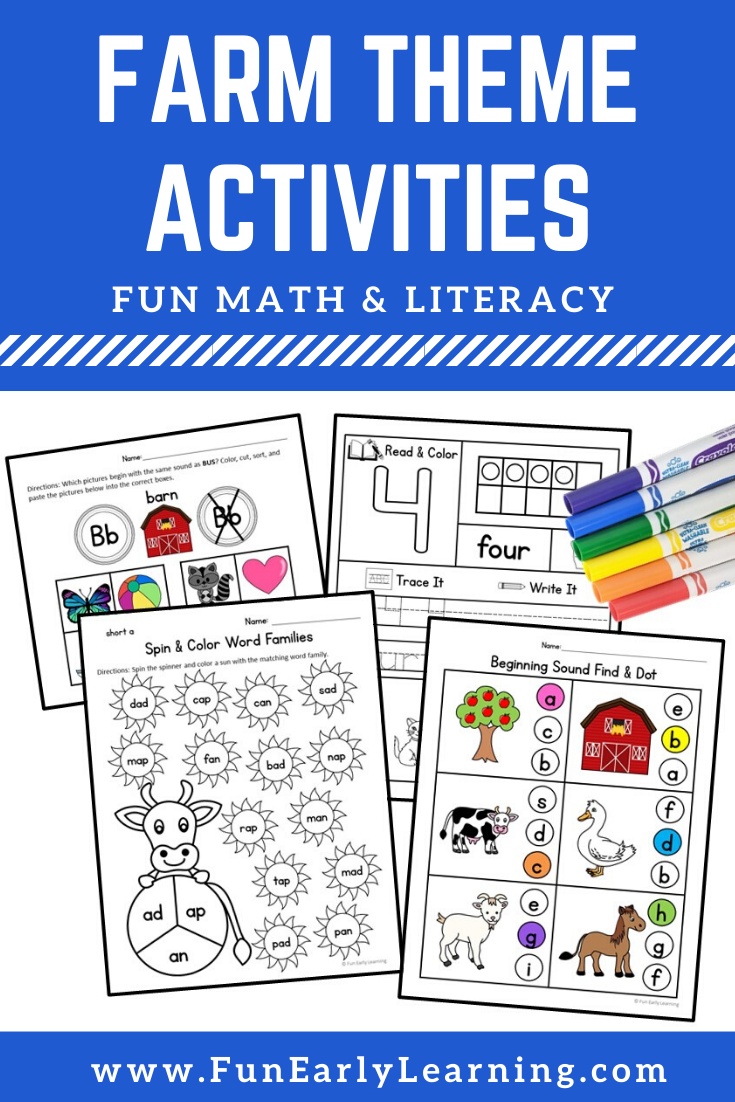 Farm Theme Math and Literacy No Prep Printables and Activities