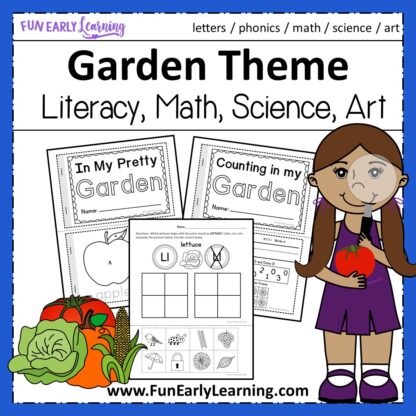 Fun In the Garden Theme for Preschool, Kindergarten, and Kids! Great learning activities, literacy centers, math centers, science experiments, and crafts for the garden theme.