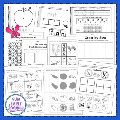 Fun In the Garden Theme for Preschool, Kindergarten, and Kids! Great learning activities, literacy centers, math centers, science experiments, and crafts for the garden theme.