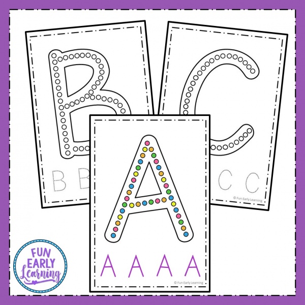 Dab-a-Dot Letters Q-Tip Painting! Fun free printable / alphabet activities for preschool, prek, and kindergarten! #alphabet #freeprintable #funearlylearning