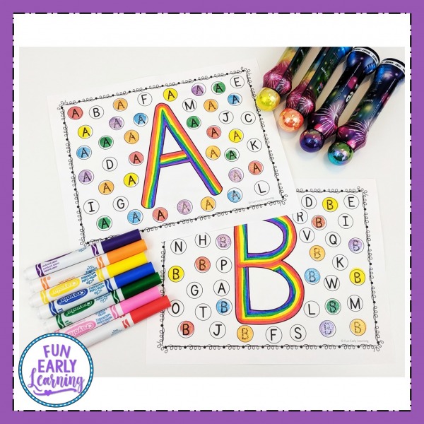 Find and Dot Matching Letters Free Printable! Fun no prep literacy activity for learning letter recognition, letter identification and matching. Perfect for preschool, kindergarten, RTI and early childhood.