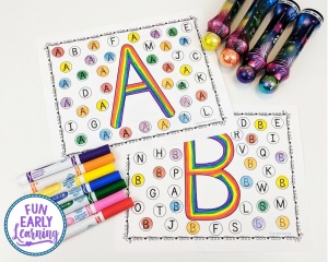 Find and Dot Matching Letters free printable! Fun letter identification activities and alphabet activities for preschool, kindergarten, schools, small groups, and at home. #alphabetactivity #funearlylearning