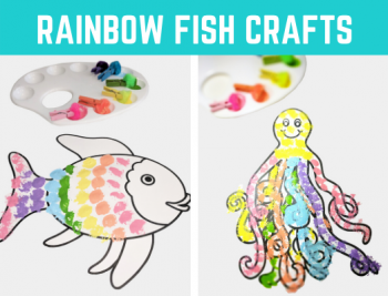 Rainbow Fish Book Crafts for Kids. Great book companion activity and easy craft for preschool and kindergarten. DIY this free printable at home for distance learning or in the classroom.