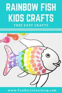 Rainbow Fish Book Crafts for Kids. Great book companion activity and easy craft for preschool and kindergarten. DIY this free printable at home for distance learning or in the classroom.