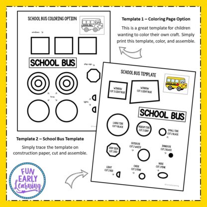 Cute Back to School Bus Craft! Perfect for kids, prechoolers, kindergarteners and elementary. Easy cut and paste craft with writing prompts. #backtoschool #writingactivity #funearlylearning