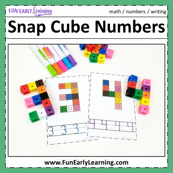 Snap Cube Numbers Learning Activity! Fun hands-on math activity for preschool and kindergarten! Color or black and white free printable worksheet included.