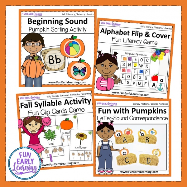 Fun Fall Activities for Kids! 12 Math, Literacy, and Craft Activities for Preschool, Kindergarten, and Elementary! #fallactivities #mathcenters #literacycenters #funearlylearning